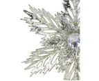 3D Silver Snowflake With Sequins Christmas Tree Hanging Decoration - 15cm - Silver