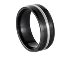 Silicone Wedding Ring For Men - Bevel Brushed Top Edge,Steel Fluted,9