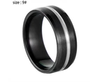 Silicone Wedding Ring For Men - Bevel Brushed Top Edge,Steel Fluted,9