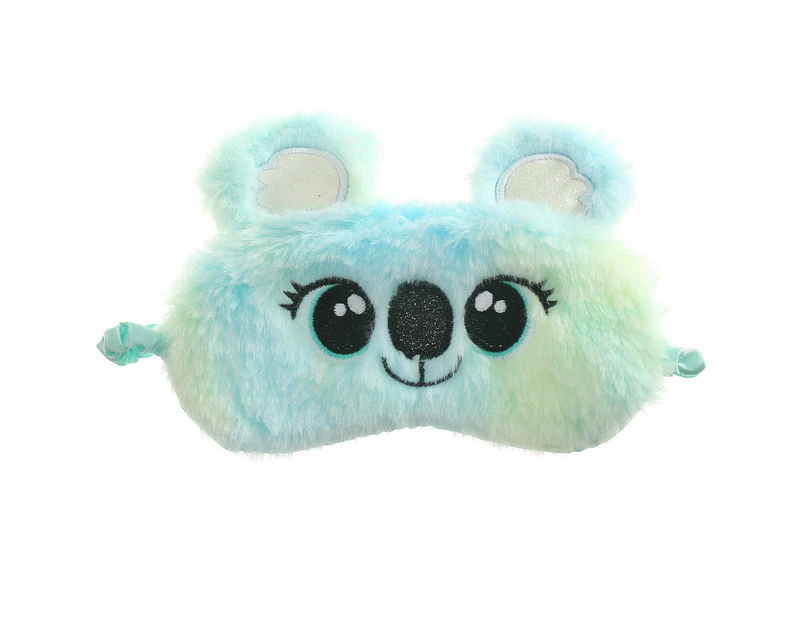 Cartoon Plush Embroidered Eye Mask For Children, Made Of Plush,Green