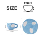 250Ml Ceramic Coffee Mug With Saucer Set, Cute Creative Cup Unique Irregular Design For Office And Home,Type: Style1