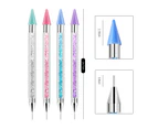 Dual-Ended Nail Rhinestone Picker Wax Tip Pencil Pick Up Applicator Dual Tips Dotting Pen Beads Gems Crystals Studs Picker With Acrylic Handle Manicure Nai