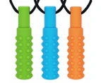 Sensory Chew Necklace (3 Pack) - Sensory Oral Motor Teether Toys For Autism, Adhd, Baby Nursing Or Special Needs- Reduces Chewing Biting Fidgeting For Kids