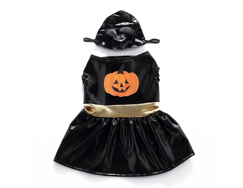 Halloween Costumes For Dogs Pretty Black Hat Dog Costume Dress Cute Pumpkin Logo Trendy Pet Apparel,M