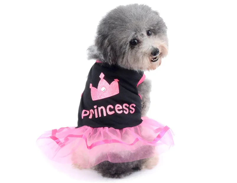 Dog Elegant Crown Lace Dress Dog Clothing Pet Supplies Pet Spring Summer Cool Dress,The S