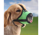 Adjustable Soft Breathable Nylon Dog Mouth Guard Cover For Medium Dogs, Anti Chewing, Barking & Biting,Green+Pink