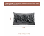 3D Flower Handmade Hold Pillowcase Decoration Velvet Pillowcase Cushion Cover With Hidden Zipper,Dark Gray