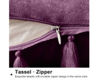 Boho Decorative Hold Pillowcase With Tassel For Sofa Bed Sofa Soft Feature Cushion Cover, 18 X 18"/45 X 45Cm,Purple