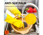 3-Pairs Reusable Household Gloves, Rubber Dishwashing Gloves, Extra Thickness, Long Sleeves, Kitchen Cleaning, Working, Painting, Gardening, Pet Care,M