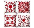 Geometric Safflower Decoration Hold Pillowcase, Set Of 4 Abstract Spring Safflower Square Pillowcase,Style2