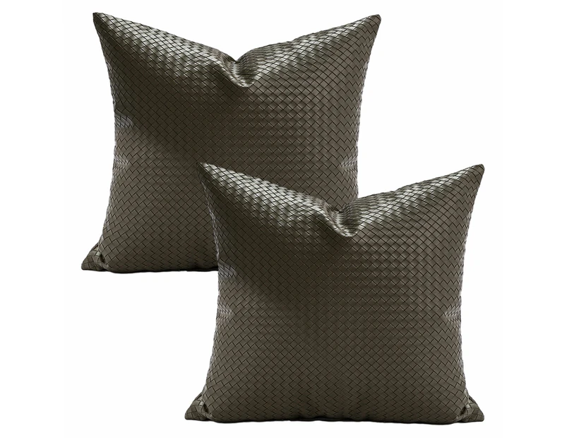 Woven Leather Throw Pillows - Modern Halloween Fall Farmhouse Decor Pillowcase Sofa Pillows,Green