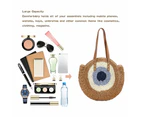 Straw Bag Circular Summer Large Woven Beach Bag Wallet Handle Shoulder Bag Women'S Vacation Handbag,Light Brown
