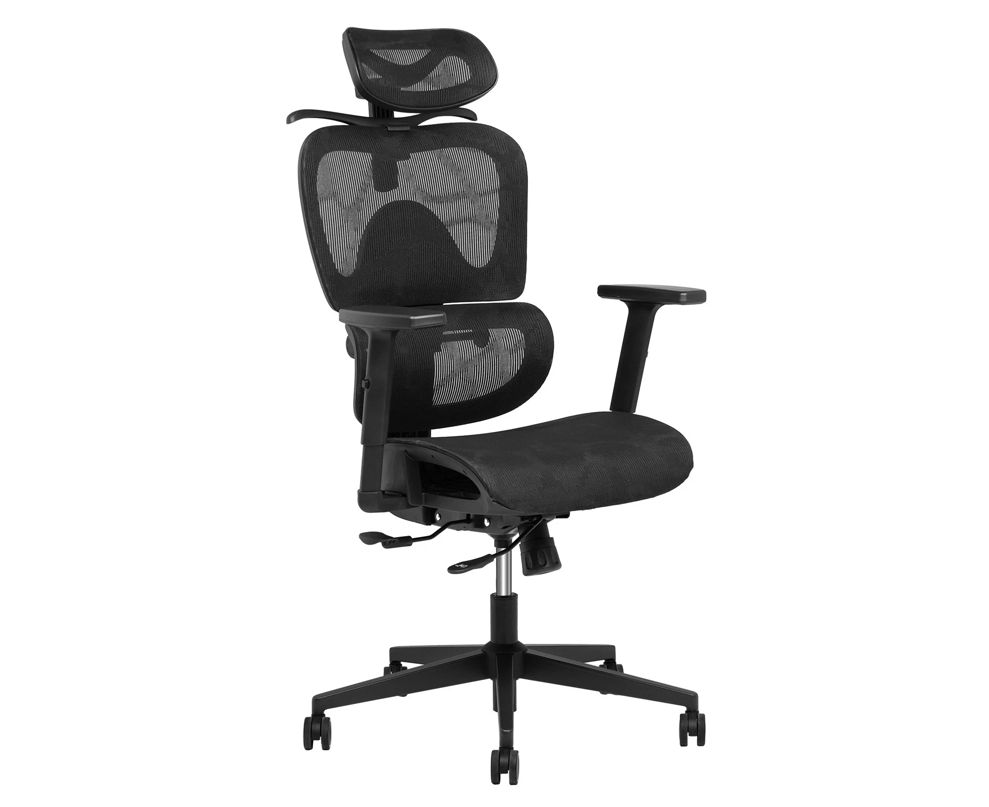 Advwin Ergonomic Office Chair Mesh High Back Desk Chair with Adjustable Lumbar Support Headrest Sliding Cushion Black