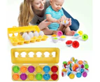 Color Shape Maching Eggs , Easter Educational Maching Egg Set Toy With Yellow Holder,Early Learning Shapes & Sorting Recognition Puzzle Skills Study For To