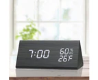 Digital Alarm Clock, With Electronic Wooden Led Time Display, 3 Alarm Settings, Humidity And Temperature Detection, Wooden Electric Clocks For Bedrooms, Be