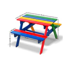 Keezi Kids Outdoor Table and Chairs Picnic Bench Set Umbrella Colourful