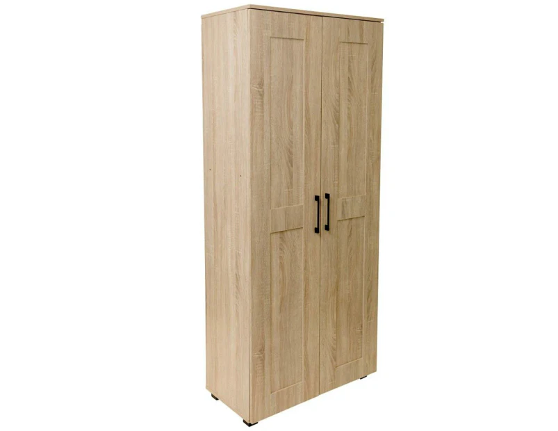 Nova 2-Door Tall Cupboard Tallboy Storage Cabinet - Light Sonoma Oak - Oak
