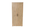 Nova 2-Door Tall Cupboard Tallboy Storage Cabinet - Light Sonoma Oak