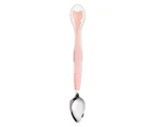 Double Head Baby Silicone Food Spoon,Portable Scraping Mud.Baby Led Weaning Supplies,Pink