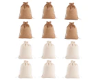 12-Pack Party Favor Bags - Mini Canvas Drawstring Treat Gift Pouches, Kids Birthdays, Parties, 13*18Cm,Dark Heather+Off White,13*18Cm