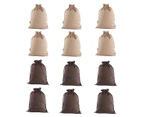 12-Pack Party Favor Bags - Mini Canvas Drawstring Treat Gift Pouches, Kids Birthdays, Parties, 13*18Cm,Coffee+Linen,13*18Cm