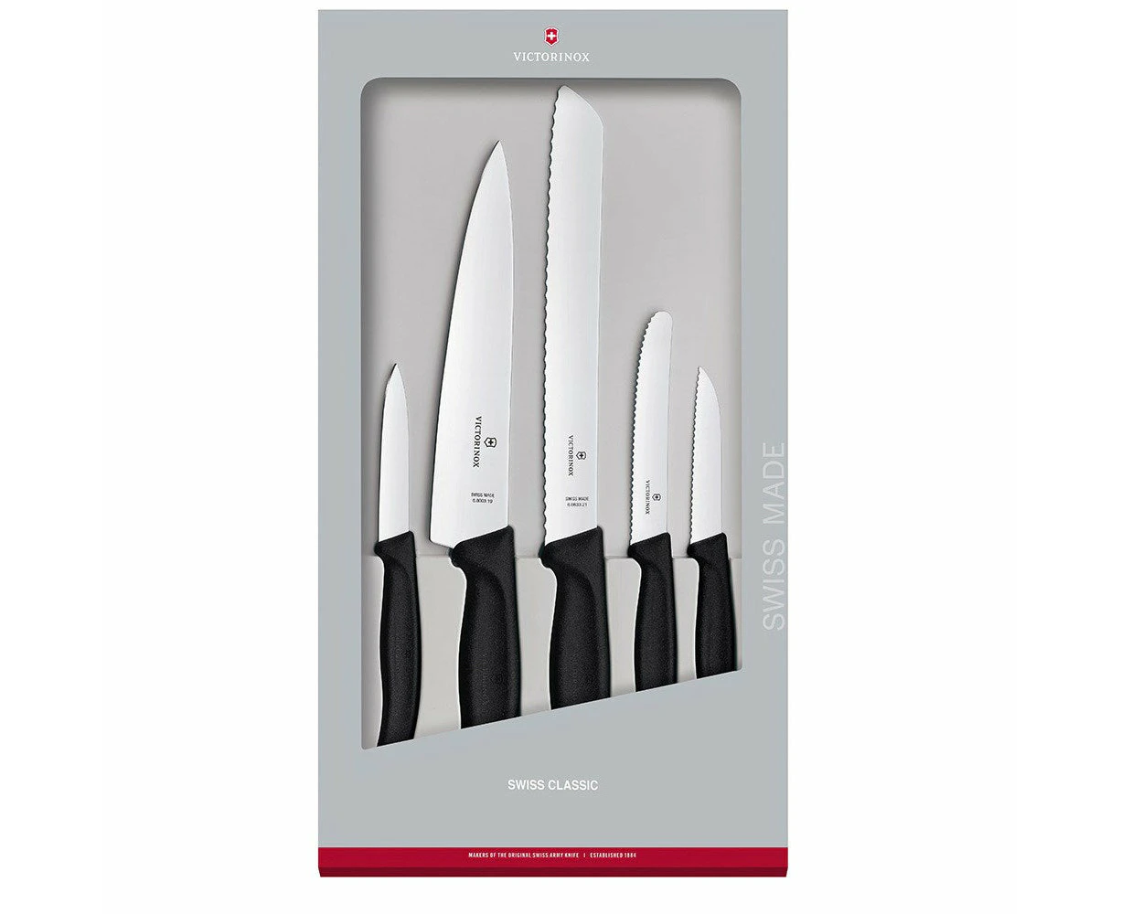 Victorinox Swiss Classic 5 Piece Kitchen Knife Set - Black