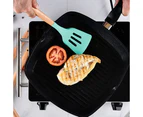 2 Pcs Non-Stick Silicone Cooking Utensils Set For Home Or Picnic,Wooden Handle Heat Resistant,Dark Green + Mint Green