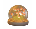 Four-Color 9-Flower Glass Cover Tulip Glass Night Light Desktop Atmosphere Light,Pink