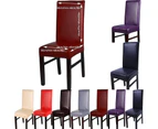 Dining Chair Covers, Solid Pu Leather Waterproof And Oilproof Stretch Dining Chair Cover Slipcover For Home Decorative,Purple
