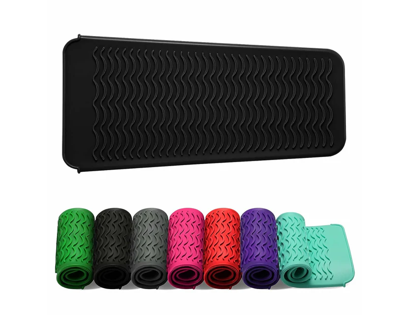 Resistant Silicone Mat Pouch For Flat Iron, Curling Iron, Hot Hair Tools (Mint Green),Black