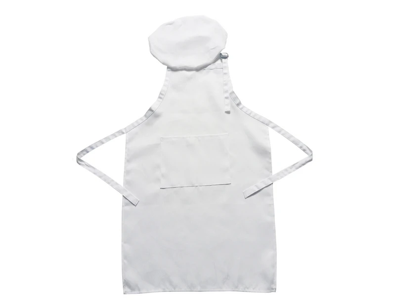 1 Children'S Apron Set (With An Apron And A Hat) Children'S Apron Chef Hat For Baking Drawing,White