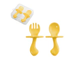 Anti-Choking Short-Handled Pp Children'S Spoons And Forks Practice Complementary Food Spoons And Forks,Yellow