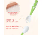 Baby Equipment Spoon Fork Feeding Training Set, With Travel Safety Box, Easy To Grip, Heat-Resistant,Green