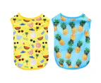Hawaiian Dog Shirt Soft Sleeveless Puppy T Shirt Cool Breathable Pet Tshirt Clothes Cat T-Shirts For Dogs Cats 2 Pack, Blue Yellow,M