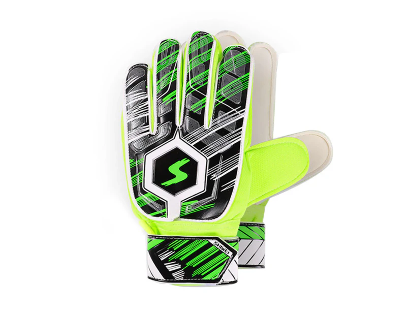 Youth Soccer Goalkeeper Gloves With Finger Protection And Dual Wrist Protection,Green, 9