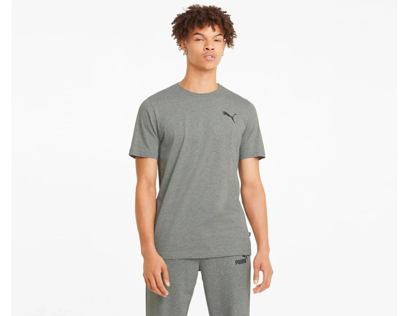 Puma Men's Essentials Small Logo Tee / T-Shirt / Tshirt - Medium Grey Heather