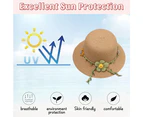52-54Cm Hat Circumference Children'S Straw Hat Summer Sunscreen Hat Beach Hat Fisherman Hat Foldable Sun Hat And Straw Bag Set,Khaki