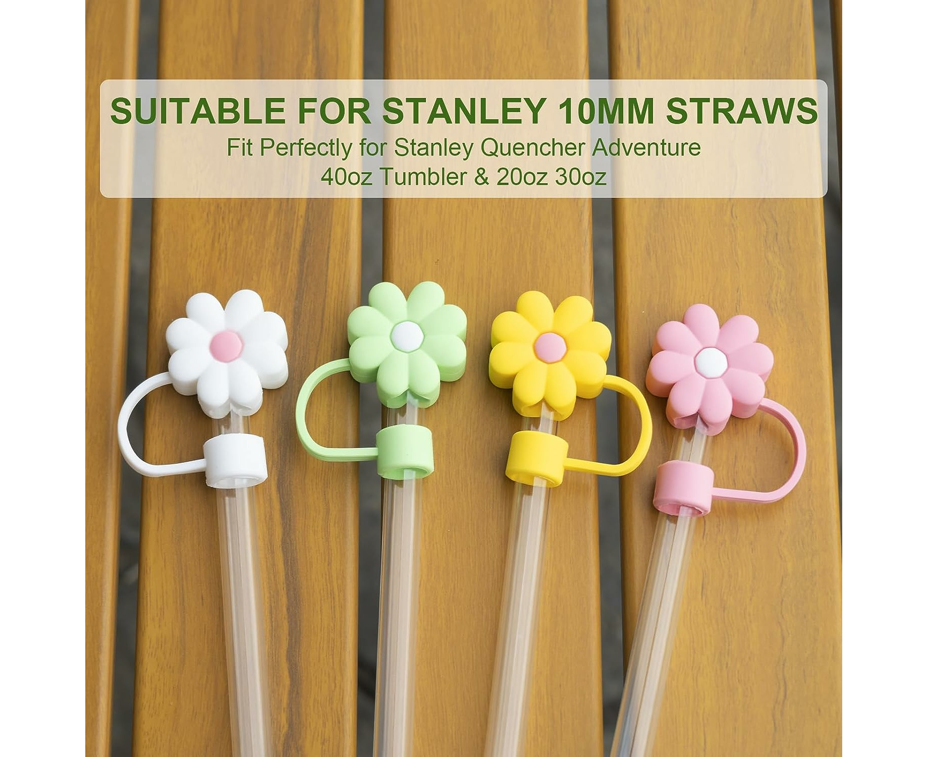 4pcs 0.4in Diameter Cute Silicone Straw Tips Cover Straw Caps For Stanley  Cup, Kawaii Flower Dust-Proof Drinking Straw Reusable Straw Tips Lids