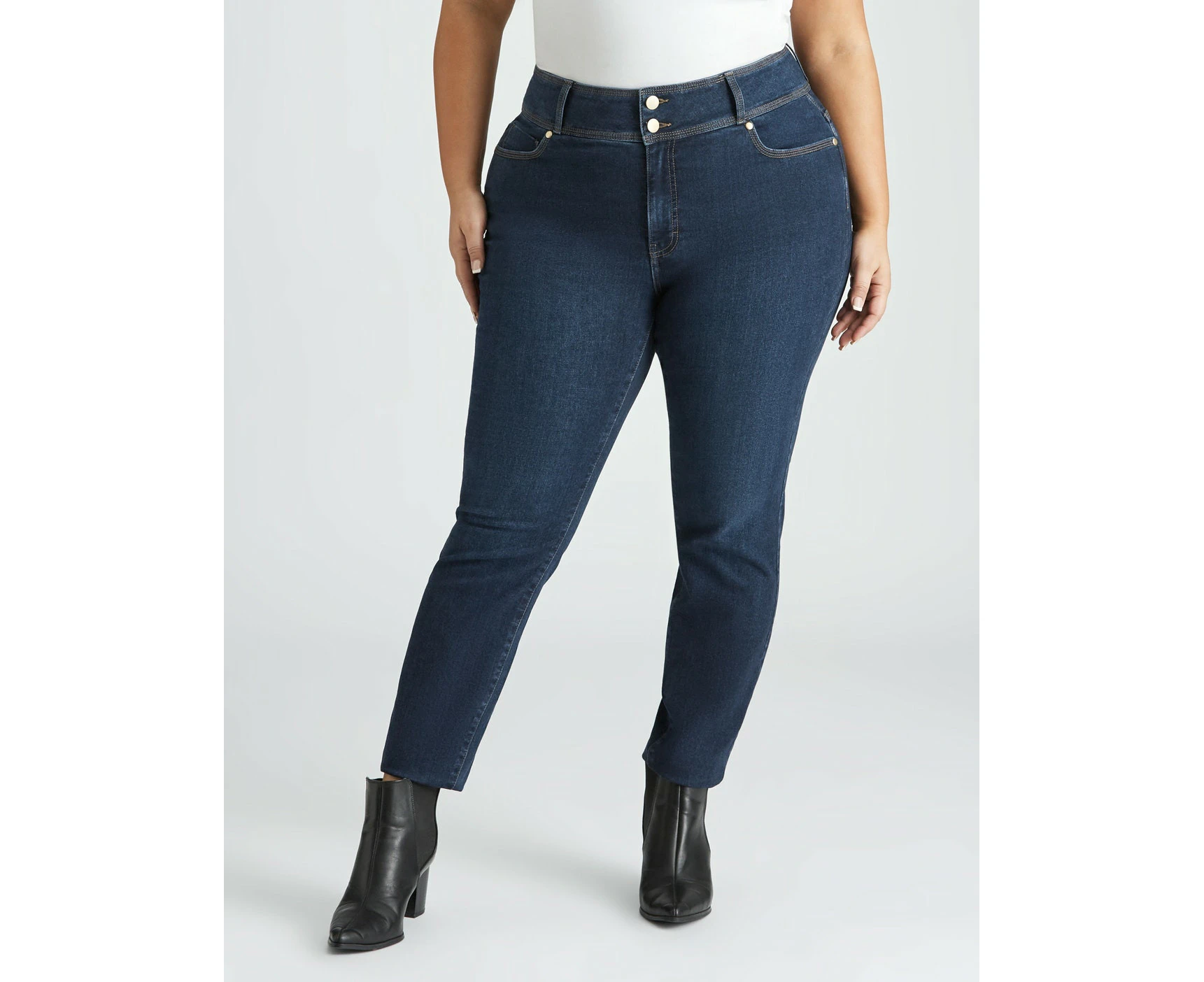 BeMe - Plus Size - Womens Jeans - Blue Skinny - Cotton Pants - Denim Work Wear - Winter - Mid Wash - Elastane - Fashion Trousers - Office Clothes