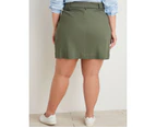 AUTOGRAPH - Plus Size - Womens Skirts -  Belted Pocket Knee Skirt - Khaki