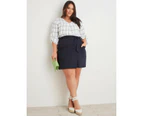 AUTOGRAPH - Plus Size - Womens Skirts -  Belted Pocket Knee Skirt - Dk Navy