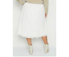 BeMe - Plus Size - Womens Skirts - Midi - Winter - White - A Line - Work Clothes - Oversized - Foil Detail - Layered - Casual Fashion - Knee Length - White