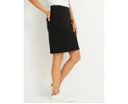 RIVERS - Womens Skirts - Midi - Summer - Black - Cotton - Straight - Fashion - Relaxed Fit - Denim - Elastane - Comfort - Knee Length - Work Clothes - Black