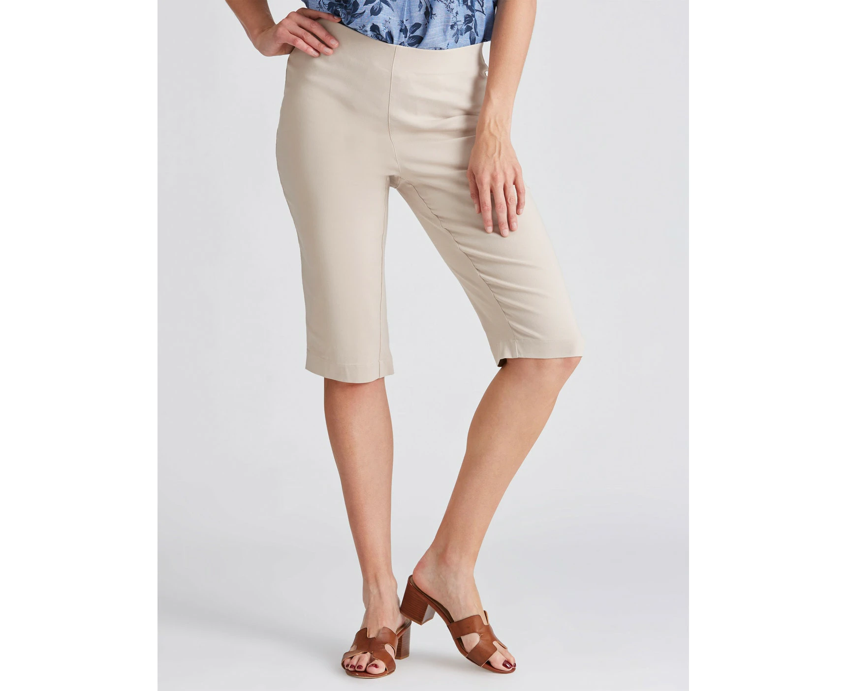 Millers Bengaline Pull on Capri With Rib Waistband Pants