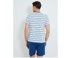 RIVERS - Mens Shorts -  Jersey Sleep Set - White / Light Blue / Blue