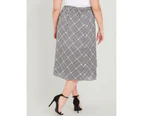 BeMe - Plus Size - Womens Skirts -  Below Knee Split Front Skirt - Mono Geo