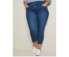 AUTOGRAPH - Plus Size - Womens Jeans -  Denim Slim Legs Short Jeans - Mid Wash