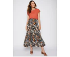 MILLERS - Womens Skirts -  Tiered Maxi Rayon Skirt - Rust Mul