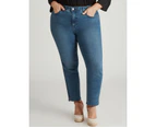 BeMe - Plus Size - Womens Jeans -  Side Split Distressed Skinny Ankle Length Jean - Mid Wash