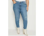 BeMe - Plus Size - Womens Jeans -  Ankle Length Skinny Jeans - Mid Wash
